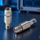 SMA coaxial DC block on a laboratory bench with CentronRF watermark