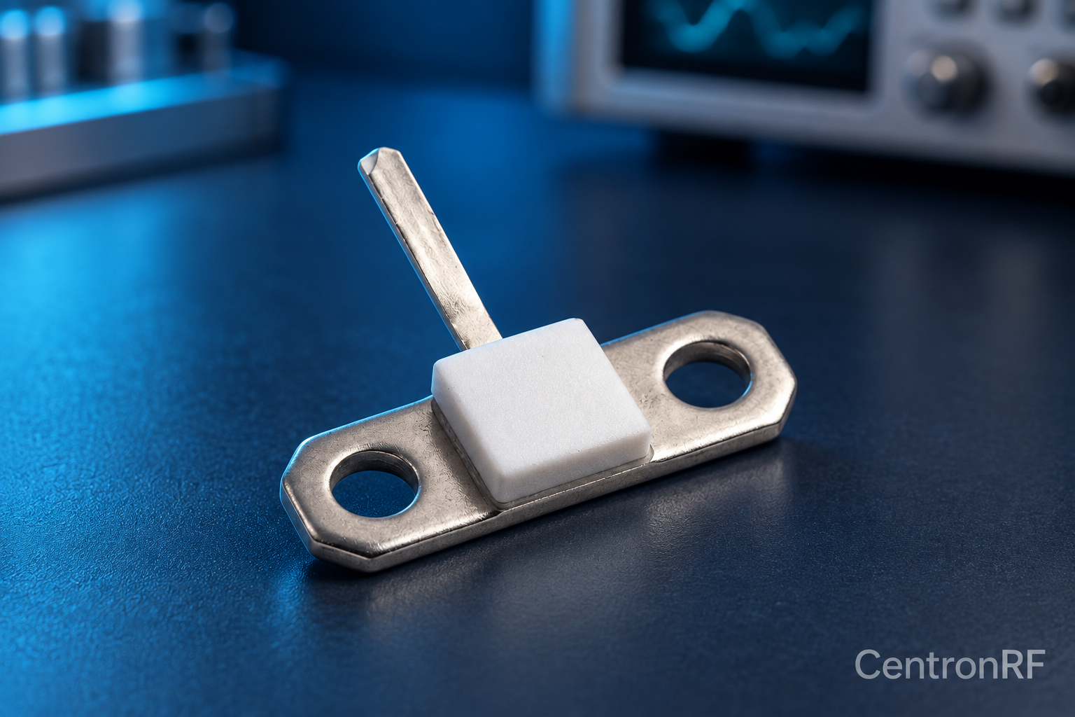 RF thick-film resistor component with mounting detail and CentronRF watermark